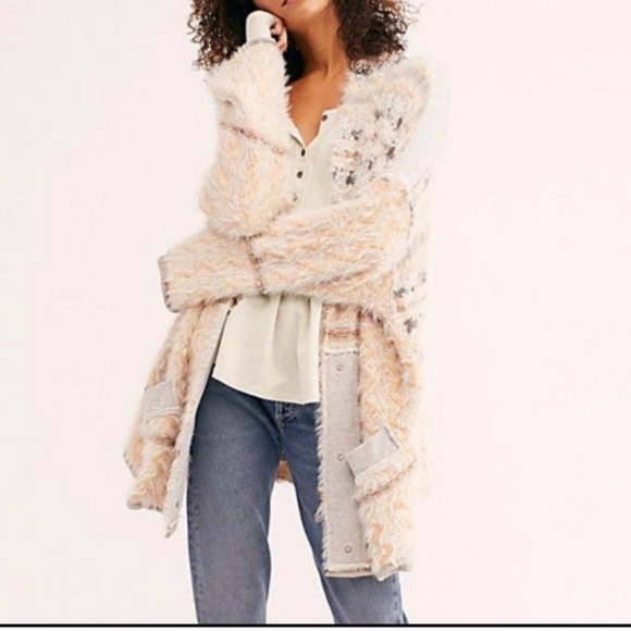 FREE PEOPLE fair weather fuzzy oversized cardigan - Picture 3 of 7